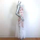 Bronx and Banco Saba Embroidered Mesh Midi Dress White Size Small NEW