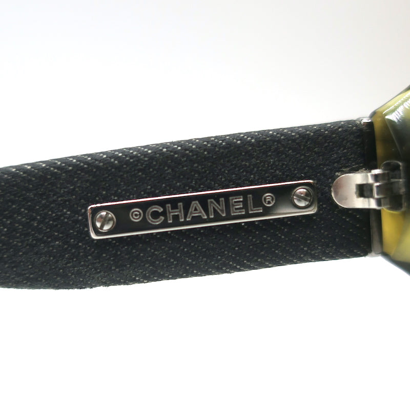 Chanel Denim CC Oversize Sunglasses Gray &amp; Green Tortoise