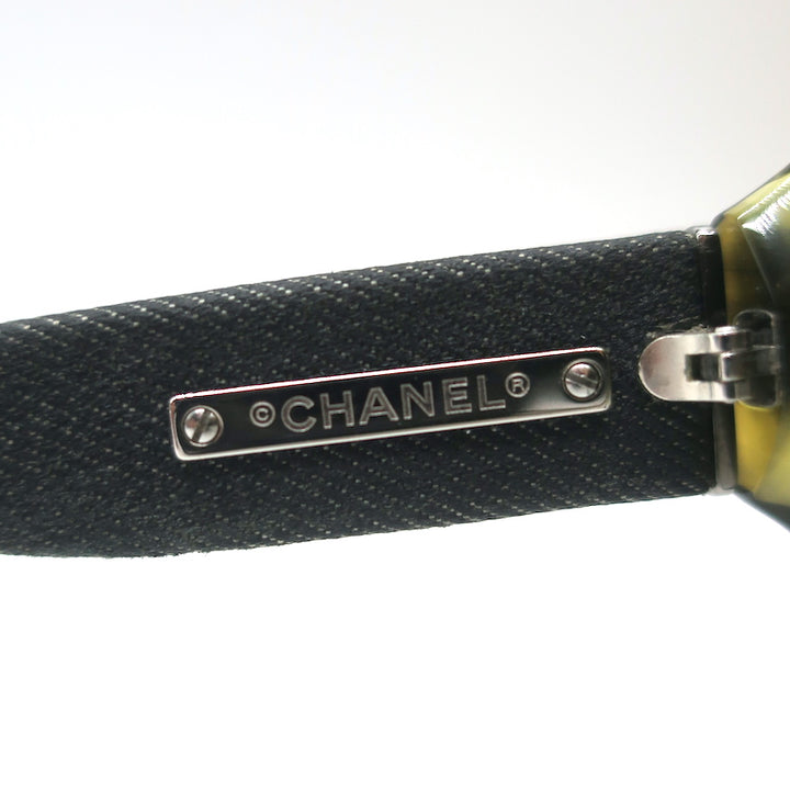 Chanel Denim CC Oversize Sunglasses Gray &amp; Green Tortoise