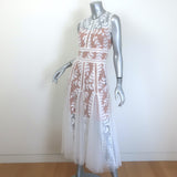 Bronx and Banco Saba Embroidered Mesh Midi Dress White Size Small NEW