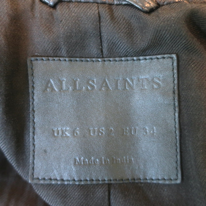 AllSaints Bleeker Biker Jacket Black Quilted Leather Size US 2