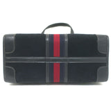 Vintage 1970s Gucci Web Stripe Doctor Bag Black Suede Medium Tote