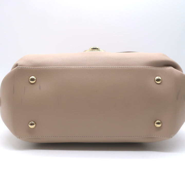 Salvatore Ferragamo Fiamma Medium Top-Handle Bag Bisque Leather