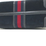 Vintage 1970s Gucci Web Stripe Doctor Bag Black Suede Medium Tote