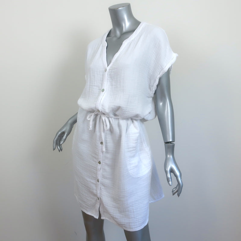 Electric &amp; Rose Mini Dress Serra White Cotton Gauze Size Small Short Sleeve NEW