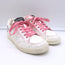 Chanel 21P Logo-Heel Low Top Sneakers Pink-Stitched White Leather Size 36