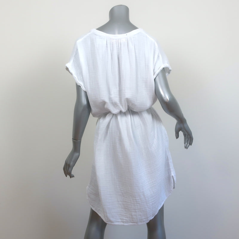 Electric &amp; Rose Mini Dress Serra White Cotton Gauze Size Small Short Sleeve NEW