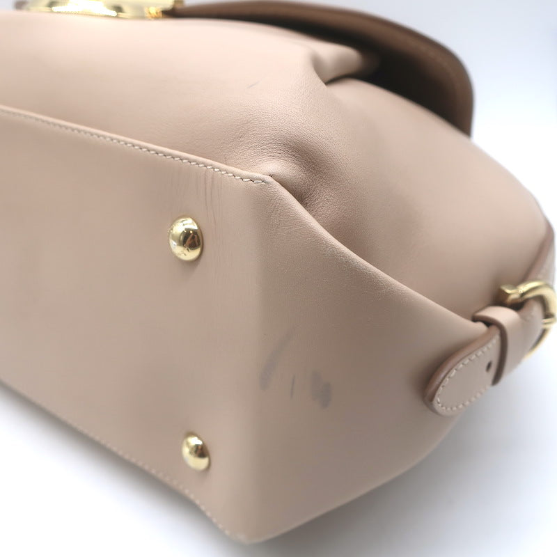 Salvatore Ferragamo Fiamma Medium Top-Handle Bag Bisque Leather
