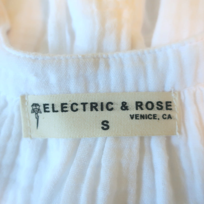Electric &amp; Rose Mini Dress Serra White Cotton Gauze Size Small Short Sleeve NEW