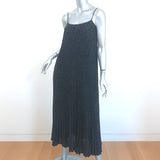 Vince Polka Dot Midi Slip Dress Black Pleated Crepe Size Small