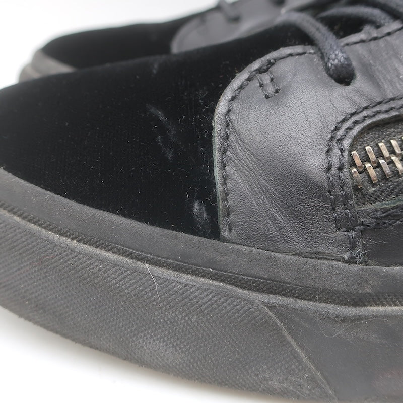 Giuseppe Zanotti Crystal Fringe High Top Sneakers Black Velvet &amp; Leather Size 43