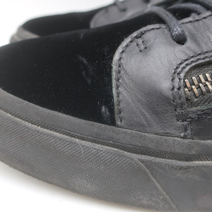 Giuseppe Zanotti Crystal Fringe High Top Sneakers Black Velvet &amp; Leather Size 43