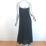 Vince Polka Dot Midi Slip Dress Black Pleated Crepe Size Small