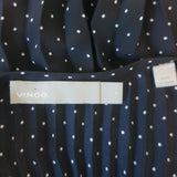 Vince Polka Dot Midi Slip Dress Black Pleated Crepe Size Small