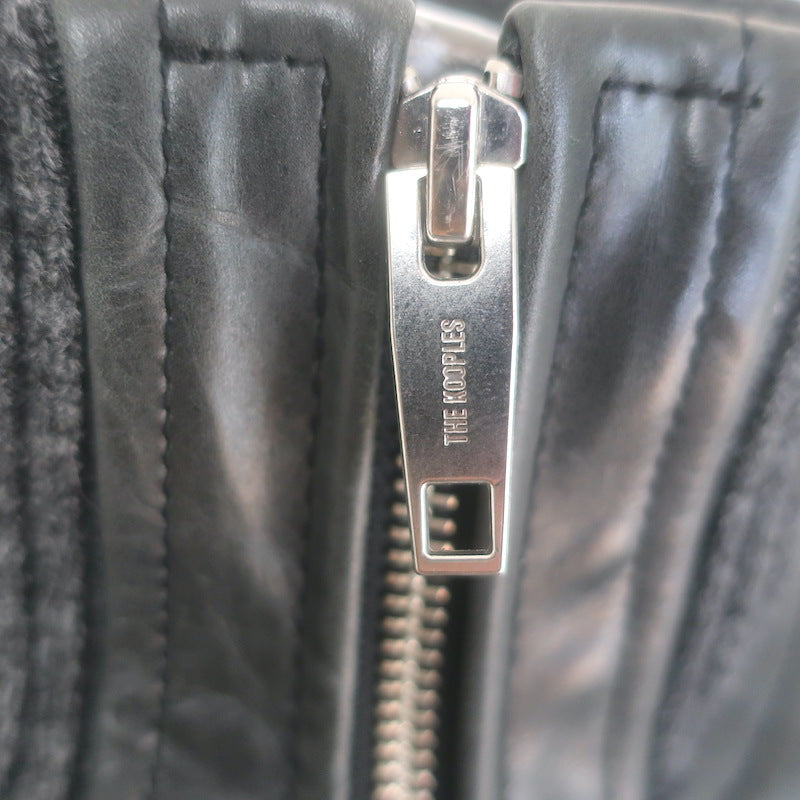 The Kooples Cropped Leather Bomber Jacket Anthracite Size 0