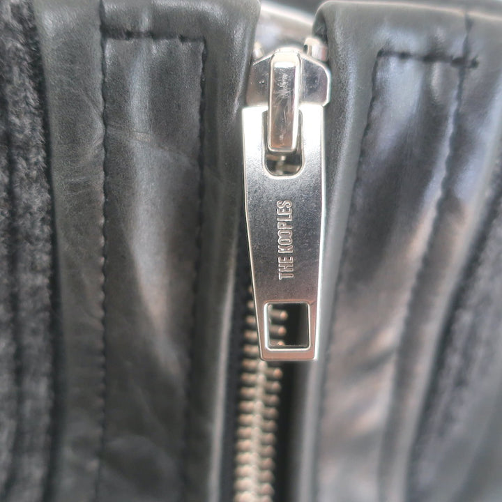 The Kooples Cropped Leather Bomber Jacket Anthracite Size 0