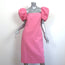 Carolina Herrera Puff Sleeve Midi Dress Pink Cotton-Linen Boucle Size 10