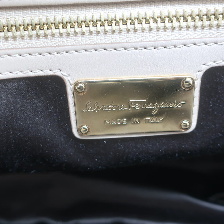 Salvatore Ferragamo Fiamma Medium Top-Handle Bag Bisque Leather