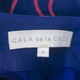 Cala de la Cruz Pamela Halter Mini Dress Navy/Pink Printed Linen Size Small