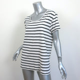 ANINE BING Striped T-Shirt White/Charcoal Size Small Short Sleeve Top