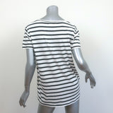 ANINE BING Striped T-Shirt White/Charcoal Size Small Short Sleeve Top