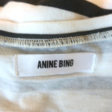 ANINE BING Striped T-Shirt White/Charcoal Size Small Short Sleeve Top