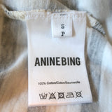 ANINE BING Striped T-Shirt White/Charcoal Size Small Short Sleeve Top