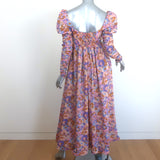 Zimmermann Violet puff-sleeve maxi dress in multicolor floral cotton, authentic pre-owned luxury piece