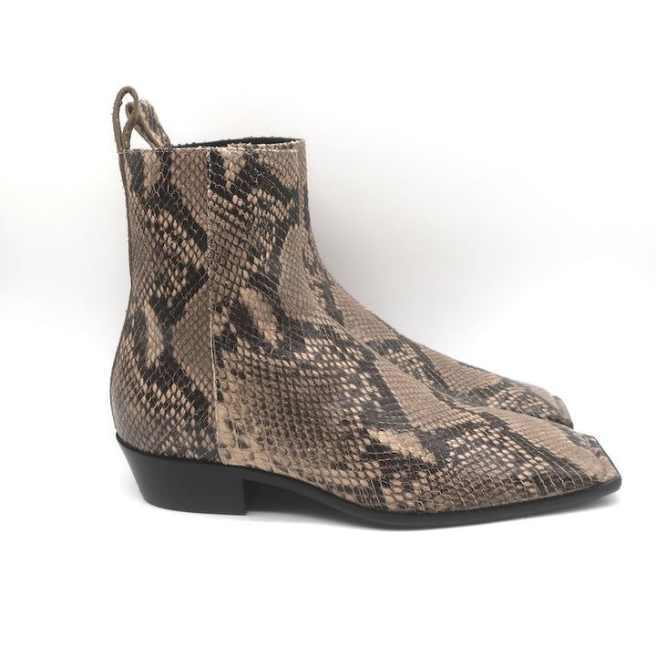 Balenciaga Snake-Embossed Ankle Boots Beige/Black Size 42 NEW