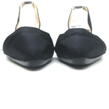 Manolo Blahnik Carolyne Kitten Heel Slingback Pumps Black Satin Size 38.5