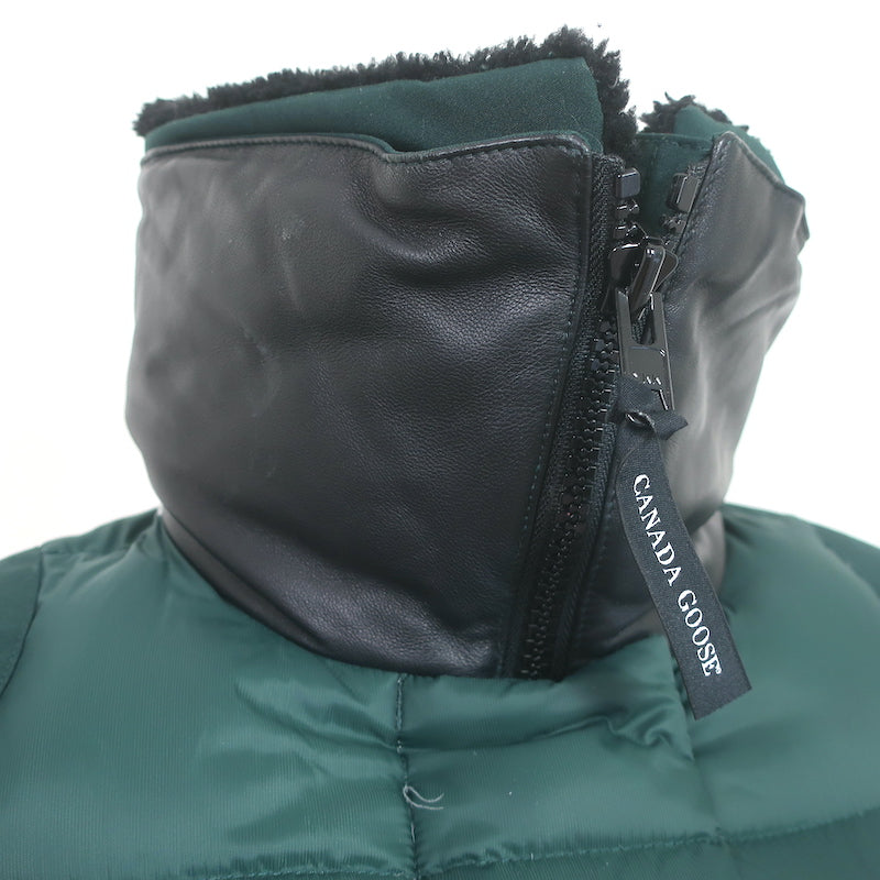 Canada Goose Altona Shearling &amp; Leather-Trim Down Parka Coat Green Size Small