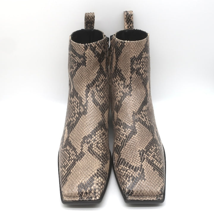 Balenciaga Snake-Embossed Ankle Boots Beige/Black Size 42 NEW