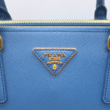 Prada Galleria Double Zip Medium Tote Blue Saffiano Lux Leather Crossbody Bag