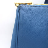 Prada Galleria Double Zip Medium Tote Blue Saffiano Lux Leather Crossbody Bag