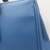 Prada Galleria Double Zip Medium Tote Blue Saffiano Lux Leather Crossbody Bag