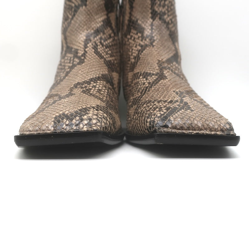 Balenciaga Snake-Embossed Ankle Boots Beige/Black Size 42 NEW