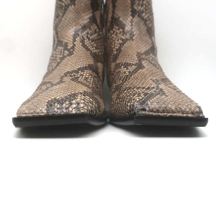 Balenciaga Snake-Embossed Ankle Boots Beige/Black Size 42 NEW