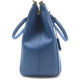 Prada Galleria Double Zip Medium Tote Blue Saffiano Lux Leather Crossbody Bag