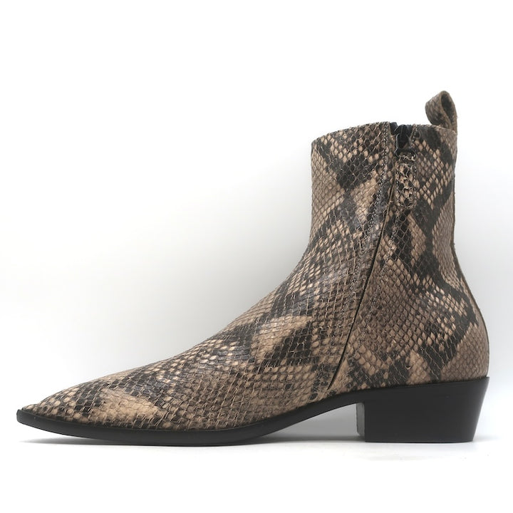 Balenciaga Snake-Embossed Ankle Boots Beige/Black Size 42 NEW