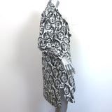 Prada Shirtdress White/Black Lace-Trim Printed Cotton Size 40 Long Sleeve Dress