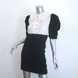 Authentic pre-owned Miu Miu black-and-white cady mini dress with crochet collar and signature puff sleeves