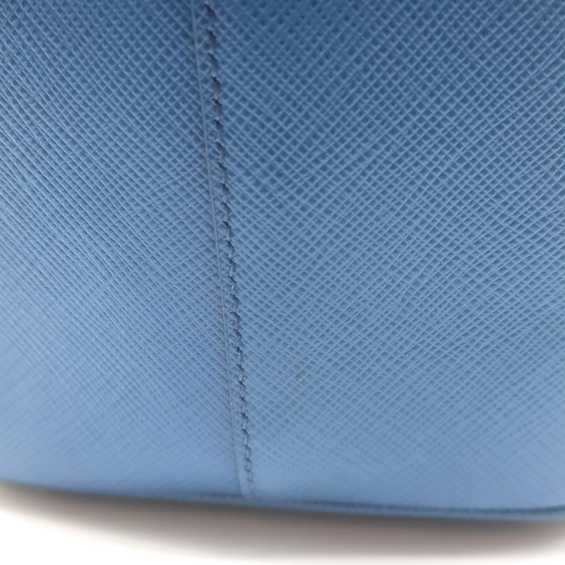 Prada Galleria Double Zip Medium Tote Blue Saffiano Lux Leather Crossbody Bag