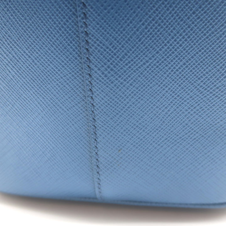 Prada Galleria Double Zip Medium Tote Blue Saffiano Lux Leather Crossbody Bag