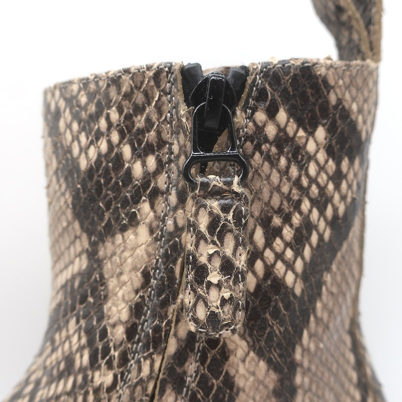 Balenciaga Snake-Embossed Ankle Boots Beige/Black Size 42 NEW