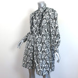 Prada Shirtdress White/Black Lace-Trim Printed Cotton Size 40 Long Sleeve Dress