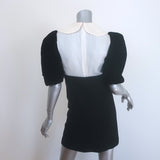 Authentic pre-owned Miu Miu black-and-white cady mini dress with crochet collar and puff sleeves