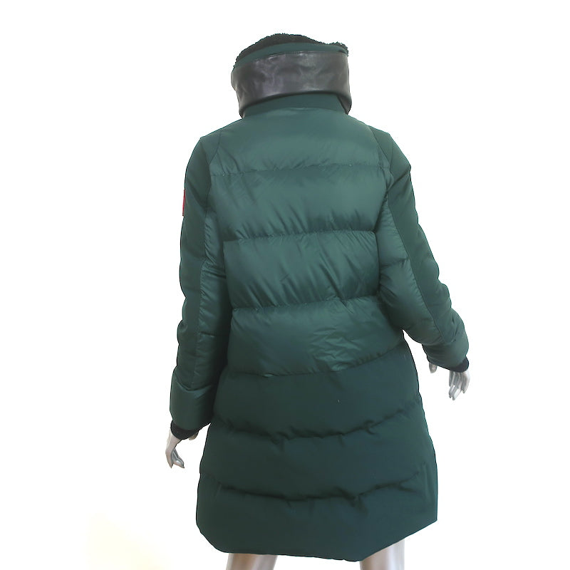 Canada Goose Altona Shearling &amp; Leather-Trim Down Parka Coat Green Size Small