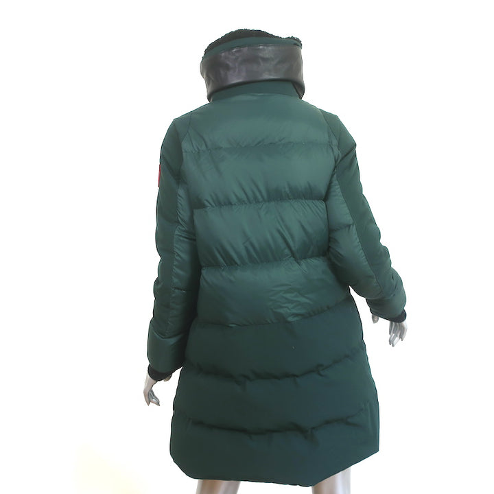 Canada Goose Altona Shearling &amp; Leather-Trim Down Parka Coat Green Size Small