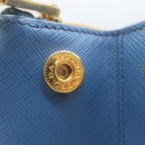 Prada Galleria Double Zip Medium Tote Blue Saffiano Lux Leather Crossbody Bag