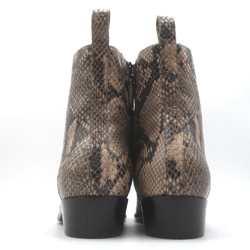 Balenciaga Snake-Embossed Ankle Boots Beige/Black Size 42 NEW